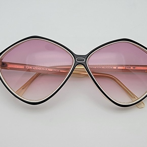Balenciaga 2406 Black White Crystal Frame Pink Gradient Lens Sunglasses France - Picture 10 of 14